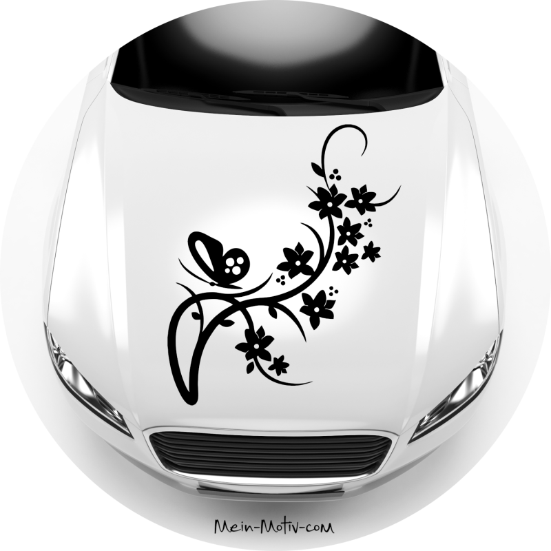 Preview: Aufkleber 11017 Schmetterling mit Blumen